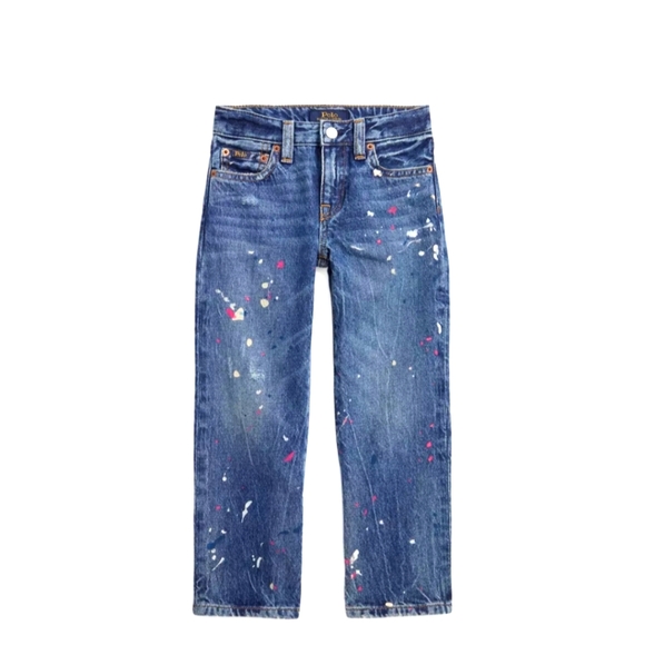 Girls Size 7 Polo Ralph Lauren High-Rise Straight Paint-Splatter Jean - Picture 1 of 3